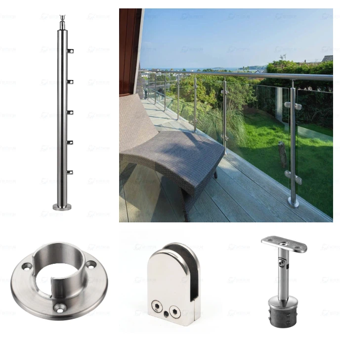 Stainless Steel Wall Mounted Glass Handrail